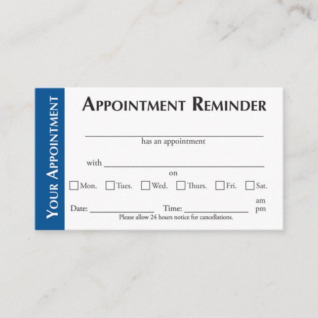 Cartão De Contato Appointment Reminder Cards - Dark Blue (Frente)