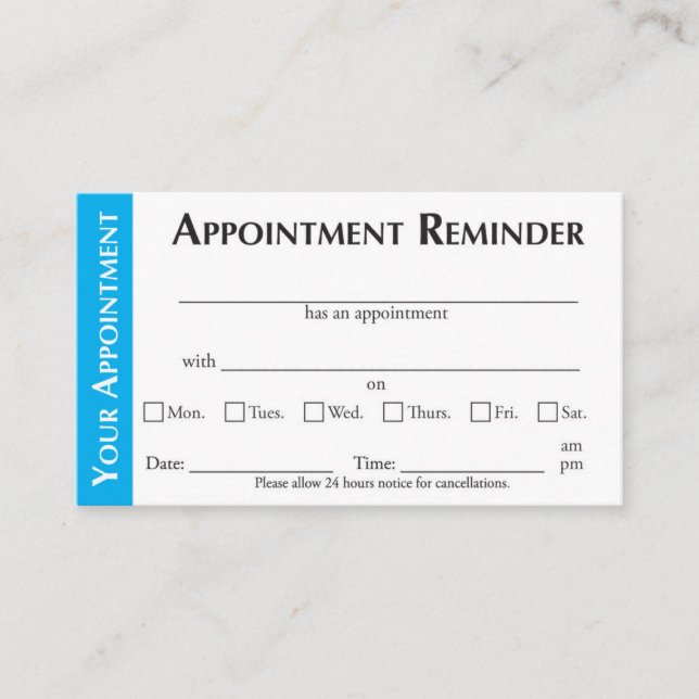 Cartão De Contato Appointment Reminder Cards - Light Blue (Frente)