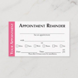 Cartão De Contato Appointment Reminder Cards - Pink