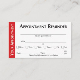 Cartão De Contato Appointment Reminder Cards - Red