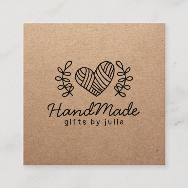 Cartão De Contato Artesanatos feitos à mão papel kraft castanho mode (Frente)