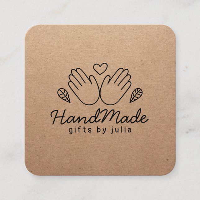 Cartão De Contato Artesanatos feitos à mão papel kraft castanho mode (Frente)