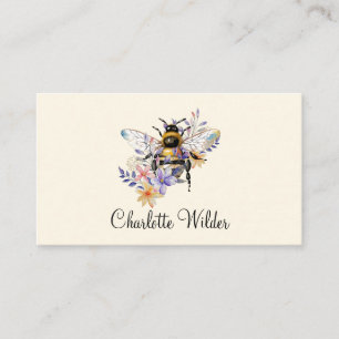 Cartão De Contato Assinatura de Script Personalizada de Bee Floral