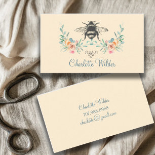 Cartão De Contato Assinatura de Script Personalizada de Bee Floral