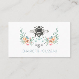 Cartão De Contato Assinatura de Script Personalizada de Bee Floral