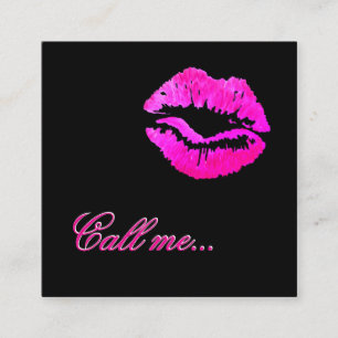 Cartão De Contato Atenção ao preto-cartão, Lábios cor-de-rosa-claro