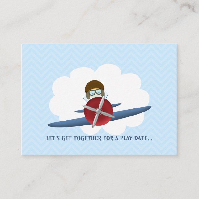 Cartão De Contato Aviador e seu avião (Frente)