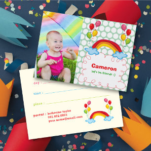 Cartão De Contato Balões Coloridos e de Arco-Íris Foto de Encontro d