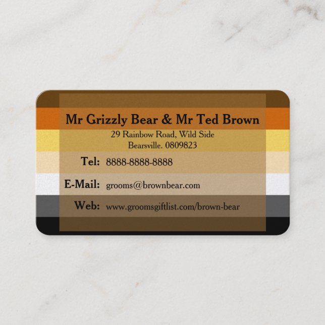 Cartão De Contato Bears on Bear Flag Gay Groms Contact Card (Barrage (Frente)