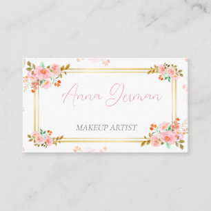 Cartão De Contato belo design com ouro e flores