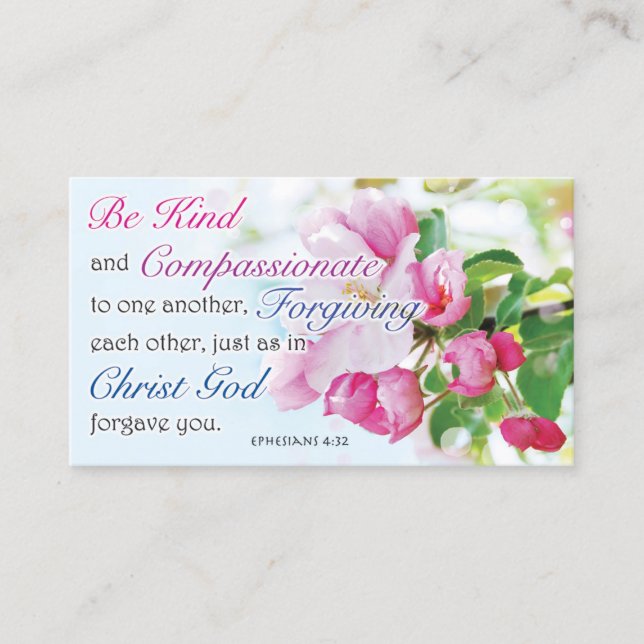 Cartão De Contato Bible Verse Cards, Religious Motivational, Be Kind (Frente)