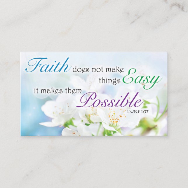 Cartão De Contato Bible Verse, Religious Motivational Faith Card (Frente)