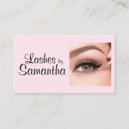 Cartão De Contato Blush Pink Black Script Photo Makeup