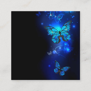 Cartão De Contato Borboleta Morpho em Fundo Escuro