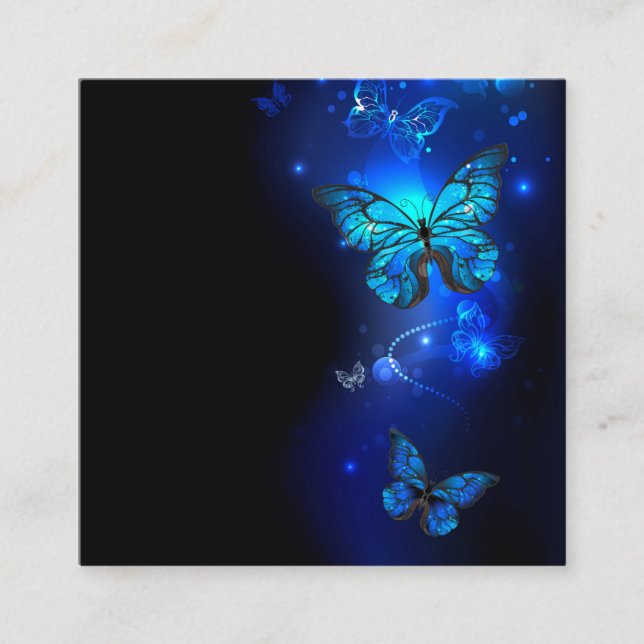 Cartão De Contato Borboleta Morpho em Fundo Escuro (Frente)