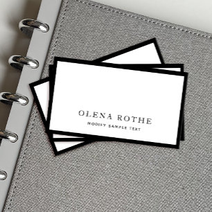 Cartão De Contato Borda Branca de Borda Negra Profissional Simples