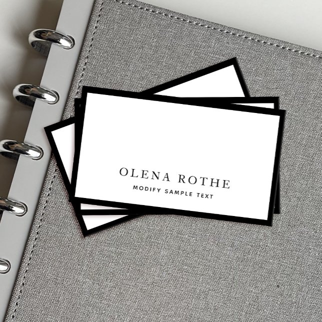 Cartão De Contato Borda Branca de Borda Negra Profissional Simples (Criador carregado)