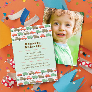 Cartão De Contato Brinquedos Boys Pastels Retro Carros Fotografia do