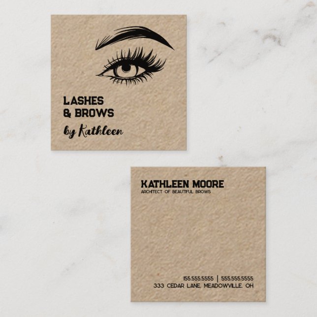 Cartão De Contato 🧖 ‍ ♀️ Brows e Lashes Kraft (Frente/Verso)