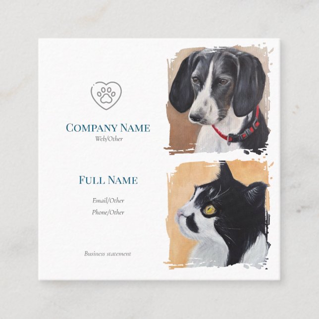 Cartão De Contato Business Card with painting of pets (Frente)