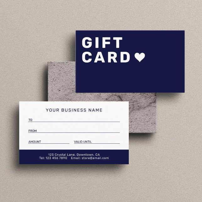 Cartão De Contato Business Gift Card | Elegant Navy Blue (Criador carregado)