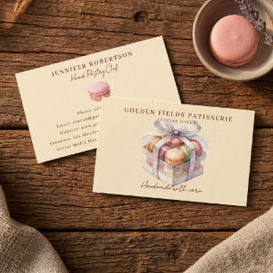 Cartão De Contato Caixa de Macaron Pastel Aquarela Negócios Patisser