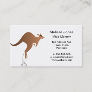 Cartão De Contato Canguru bonito com o bebê no malote