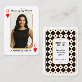Cartão De Contato Carta de pôquer de foto personalizada, Rainha do M