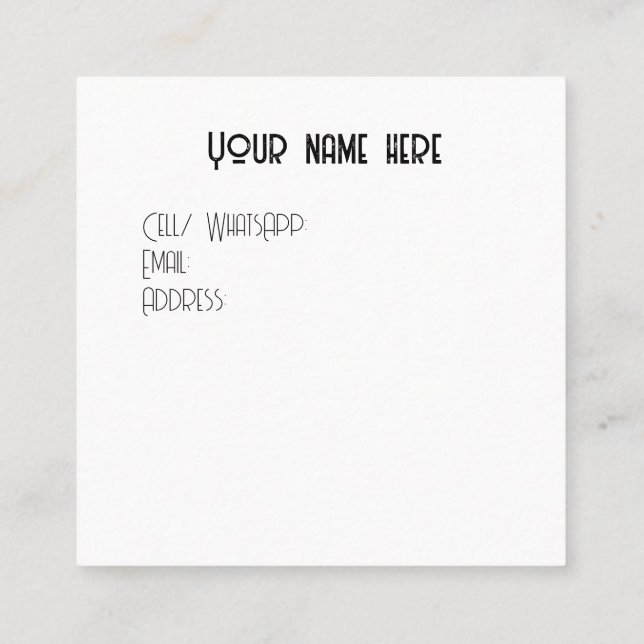 Cartão De Contato Cartas pequenas para a sua marca (Verso)