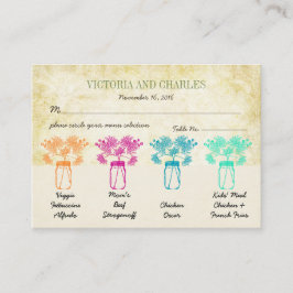 Cartão De Contato Casamento de Flor Selvagem de Zinnia Mason Jar