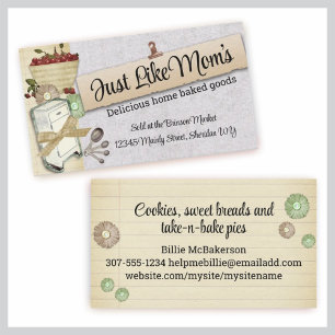 Cartão De Contato Cerejas de vintage que cozem pastelaria pastelaria