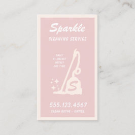 Cartão De Contato Chamada de Maid do Serviço de Limpeza de Cor-de-Ro