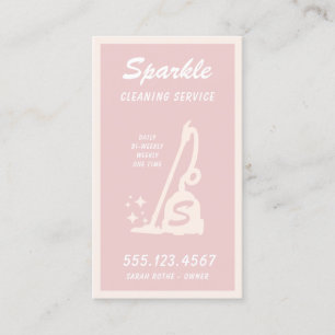 Cartão De Contato Chamada de Maid do Serviço de Limpeza de Cor-de-Ro