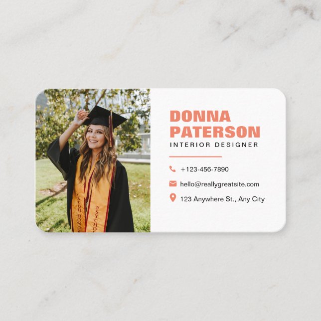 Cartão De Contato Chamada Mínima Simples Laranja Profissional (Frente)