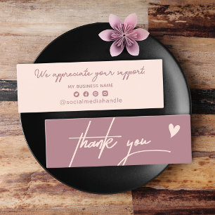 Cartão De Contato Chic Pink Obrigado Por Comprar Pequena Marca