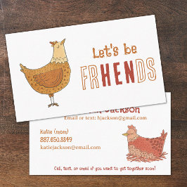 Cartão De Contato Chicken Friends Pun Kids Calling Card