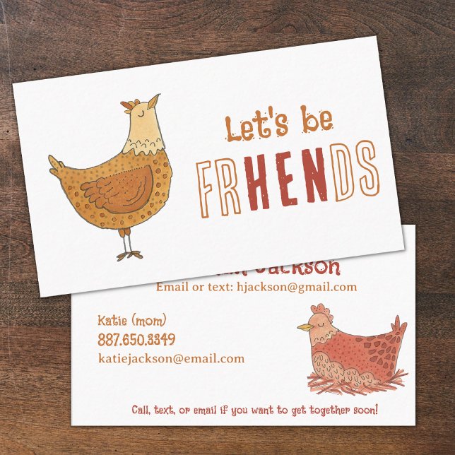Cartão De Contato Chicken Friends Pun Kids Calling Card (Criador carregado)