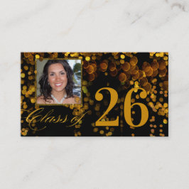 Cartão De Contato Classe de Fotos de Graduação de Cobre e Dourada