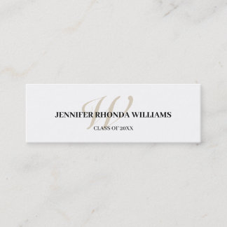 Cartão De Contato Classic monogram student graduation name card