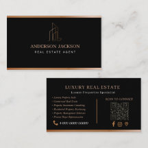 Código QR do Agente Imobiliário Luxo Preto Dourado