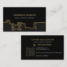 Código QR do Agente Imobiliário Luxo Preto Dourado