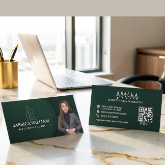 Cartão De Contato Código QR do Consultor Financeiro Foto Verde