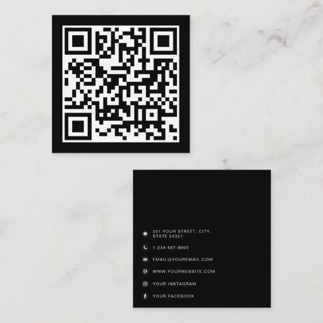 Cartão De Contato Código QR Empresa minimalista moderna (Frente/Verso)