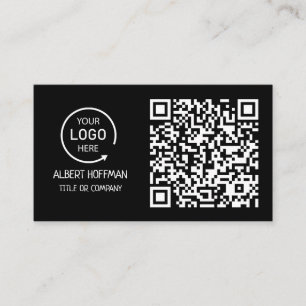 Cartão De Contato Código QR Logotipo comercial Black Modern Profes