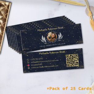 Cartão De Contato Código QR para Graduação Dourada do Elegante Marin