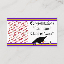 Cartão De Contato Cores Escolares Quadro de Formatação Roxo e Dourad