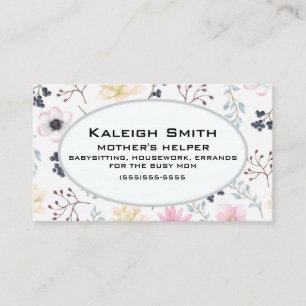 Cartão De Contato Creme cor-de-rosa Floral no Auxiliar da Mãe Branc