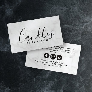 Cartão De Contato Criador de Velas de Script Marble