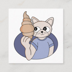 Cartão De Contato Croissant Engraçado Gato