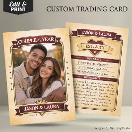 Cartão De Contato Custom Couple Trading Card, Custom Anniversary 